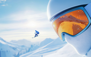 Ski goggles protect the eyes.