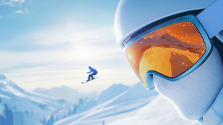 Ski goggles protect the eyes.