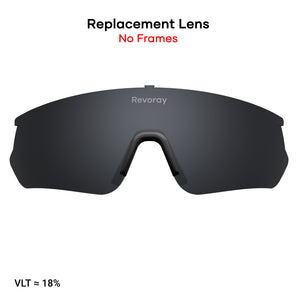 Brisk Y2 replacement lens only, gray color, VLT 18%, white background
