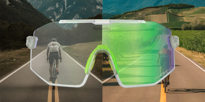 The varying effects observed through photochromic sunglasses under different intensities of sunlight.